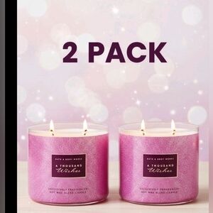 2 Pc Set Bath & Body Works A Thousand Wishes 3 Wick Candle Set